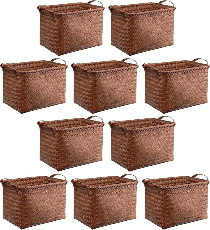 BROWNLILY Handwoven Clothes Basket Laundry Hampers Large Wicker Storage Baskets for Shelves Blank... | Amazon (US)