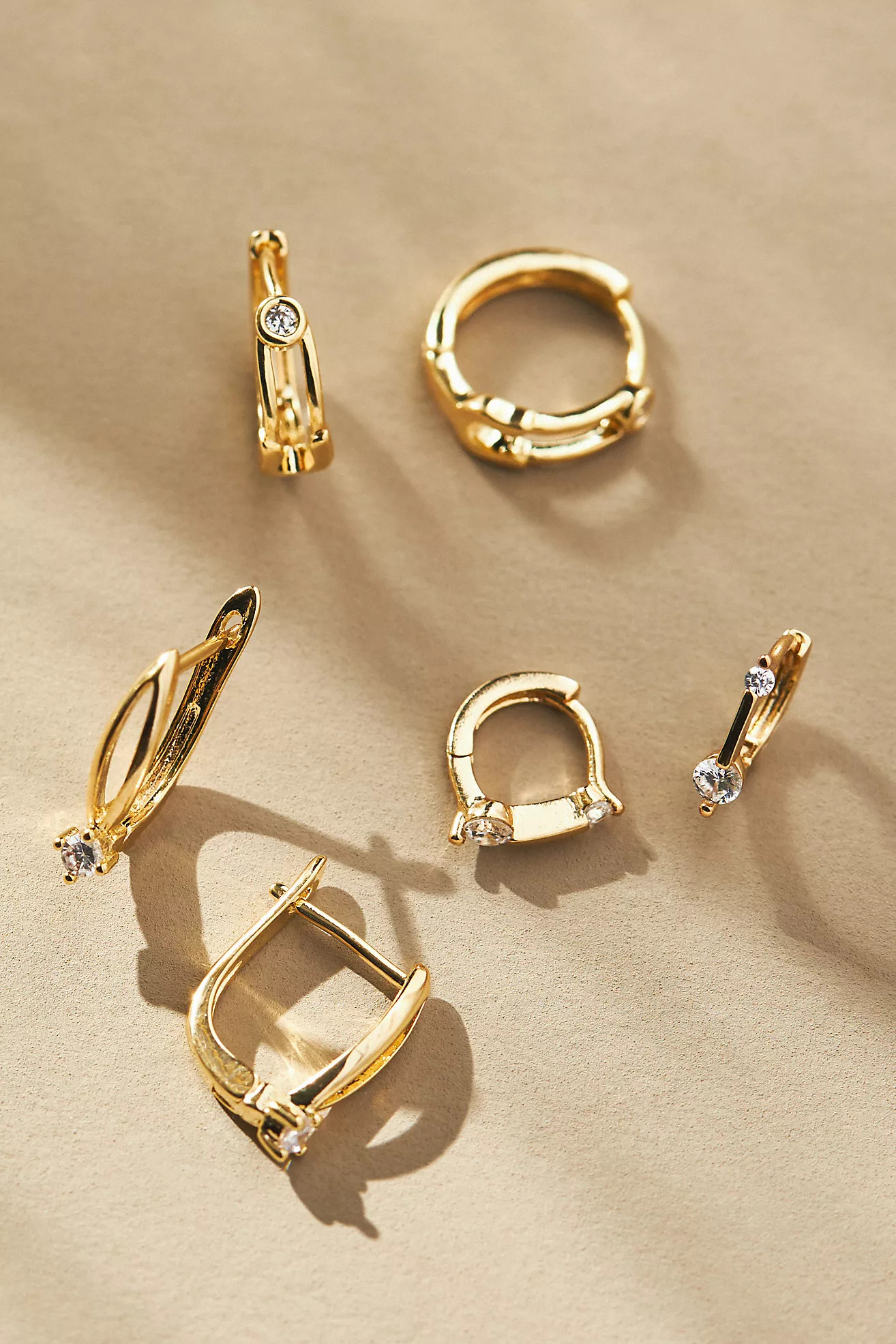 Casual Glitz Huggie Hoop Earrings, Set of 3 | Anthropologie (US)