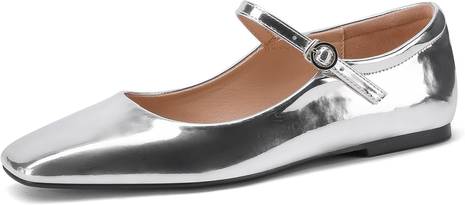 Black,Silver Ballet Flats for Women - Soft and Comfortable Mary Jane Shoes with Ankle Buckles for... | Amazon (US)