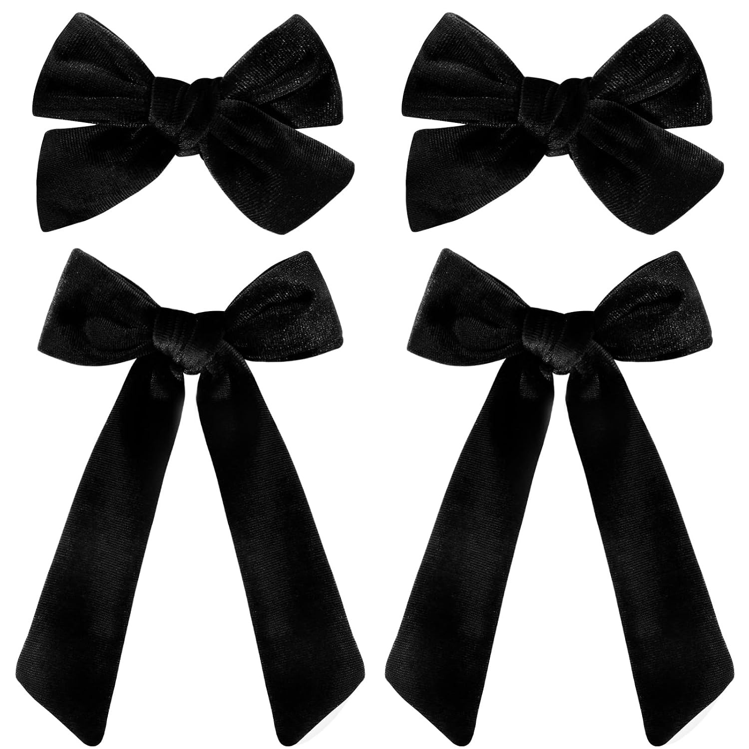 4PCS Black Velvet Hair Bows for Girls Hair Bow Clips | Amazon (US)