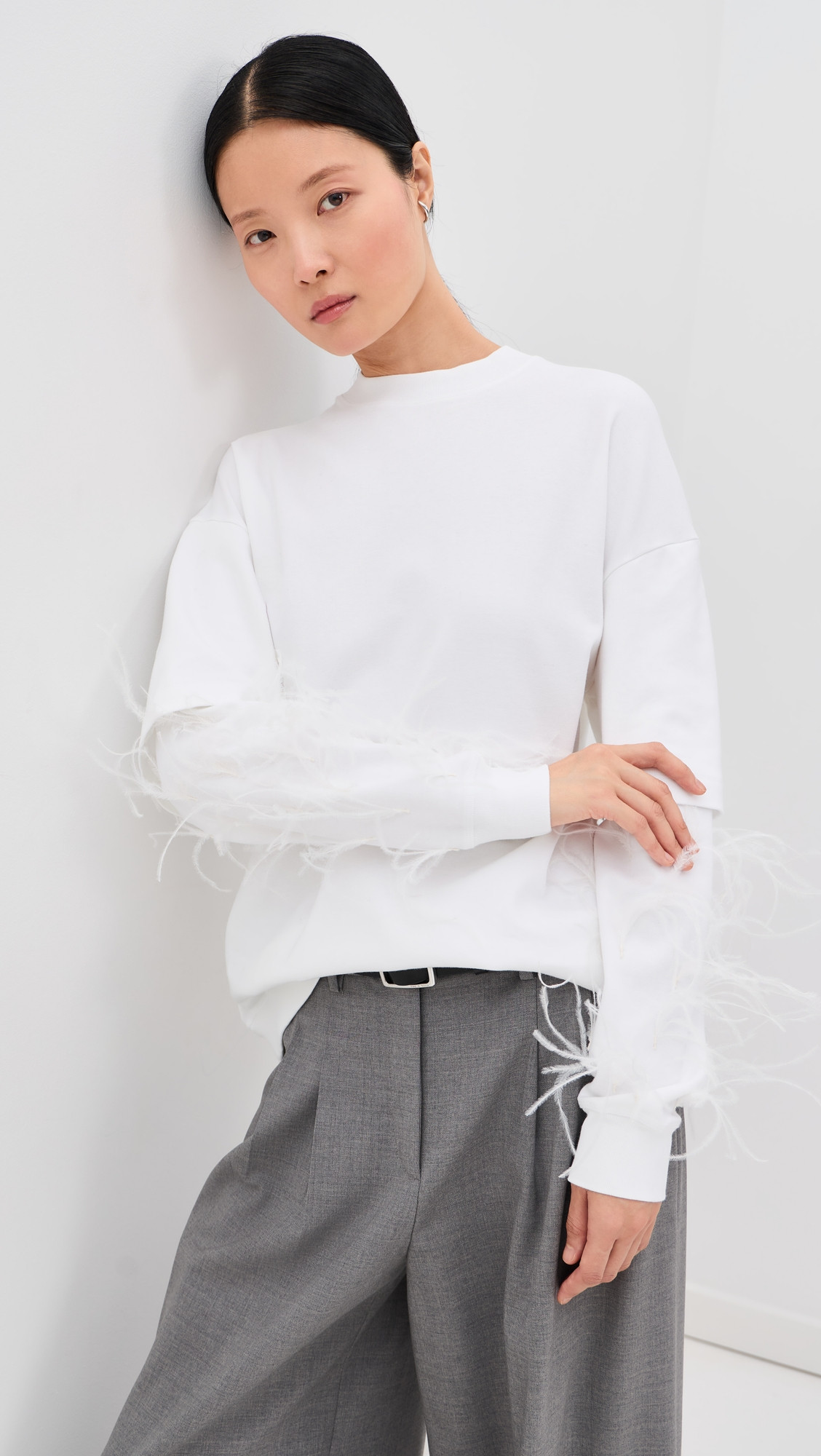 DARKPARK Troy Double Sleeve Feather Tee White XS | Shopbop