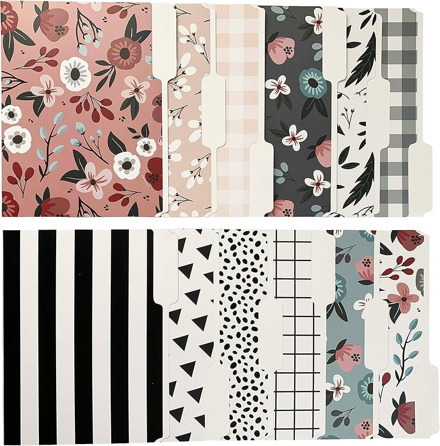 Zynshe Decorative File Folders, Set of 12-3 Tab Cute File Folders Letter Size Decorative Colored ... | Amazon (US)