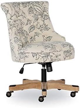 Riverbay Furniture Whitley Upholstered Floral Fabric and Wood Office Chair-Gray | Amazon (US)