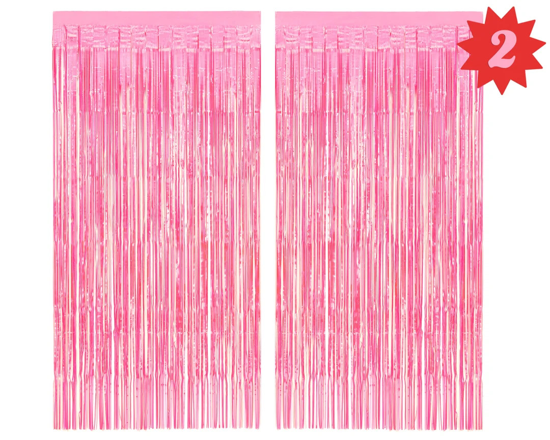 Xo, Fetti Bachelorette Party Decorations Hot Pink Iridescent Fringe Foil Curtain -2 Pc Bridal Sho... | Etsy (US)