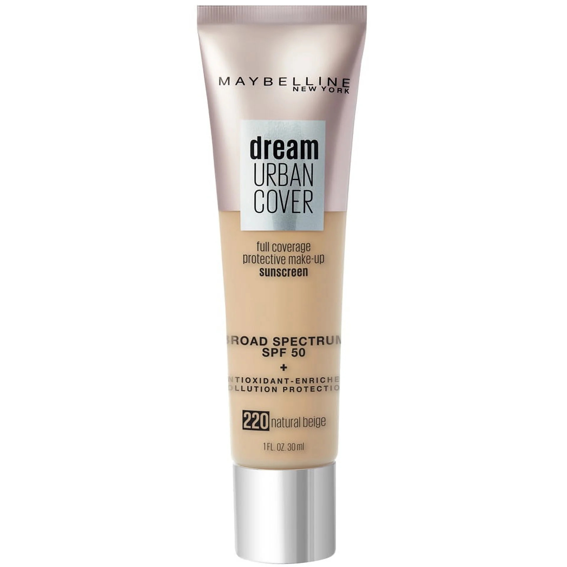 Maybelline Dream Urban Cover Flawless Coverage Foundation Makeup, SPF 50, Natural Beige, 1 fl. oz... | Walmart (US)