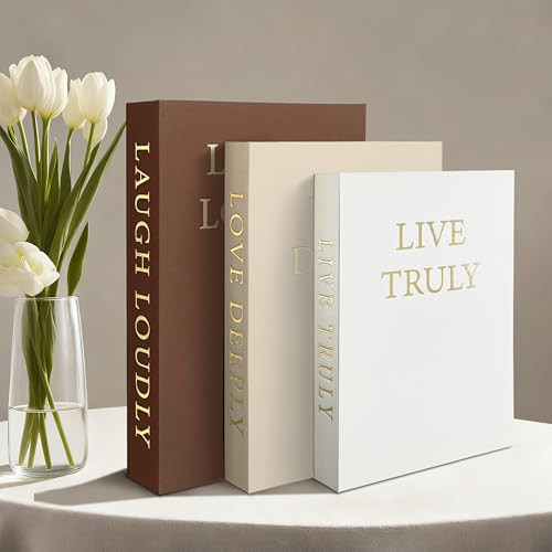 Aesthetic Decorative Books, Set of 3 Linen Faux Books for Decoration | Amazon (US)