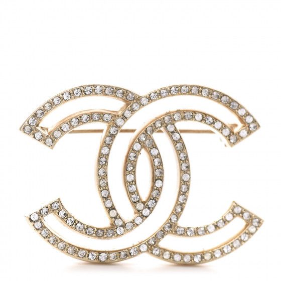 CHANEL Crystal CC Brooch Gold | Fashionphile