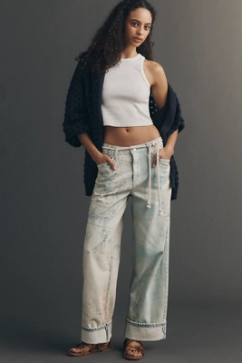 Pilcro High-Rise Slouch Wide-Leg Map Pattern Jeans | Anthropologie (US)
