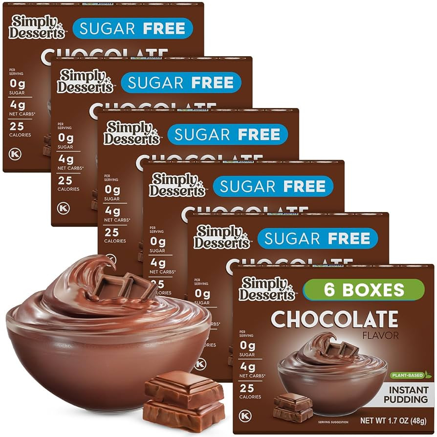 Simply Desserts Chocolate Instant Pudding, Sugar-Free, 6-Pack – Healthy Dessert, Keto Snacks, V... | Amazon (US)