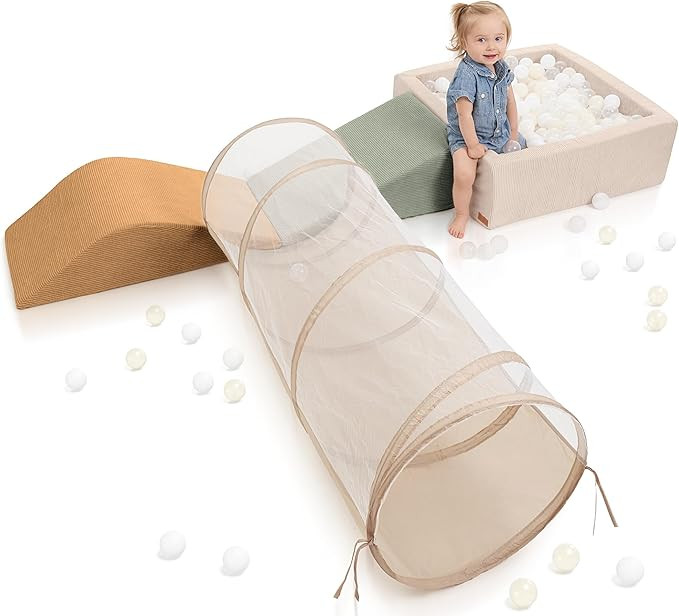 Fun Climbing Toy Set for Toddlers Aged 1-3 - Incl. Crawl Through Tunnel, Large Ball Pit & Climbin... | Amazon (US)