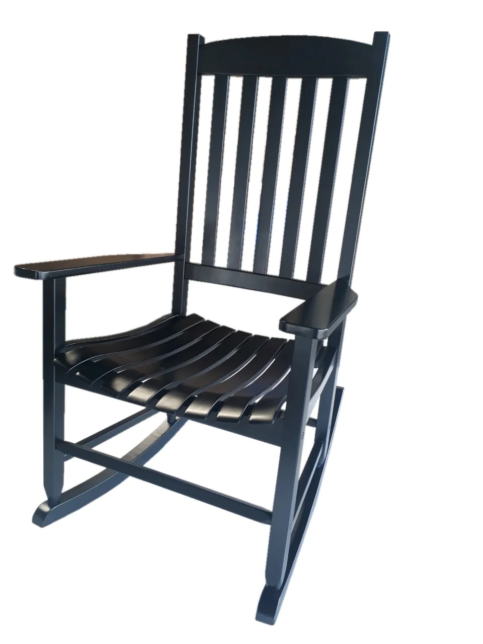 Mainstays Outdoor Wood Porch Rocking Chair, Black Color, Weather Resistant Finish | Walmart (US)