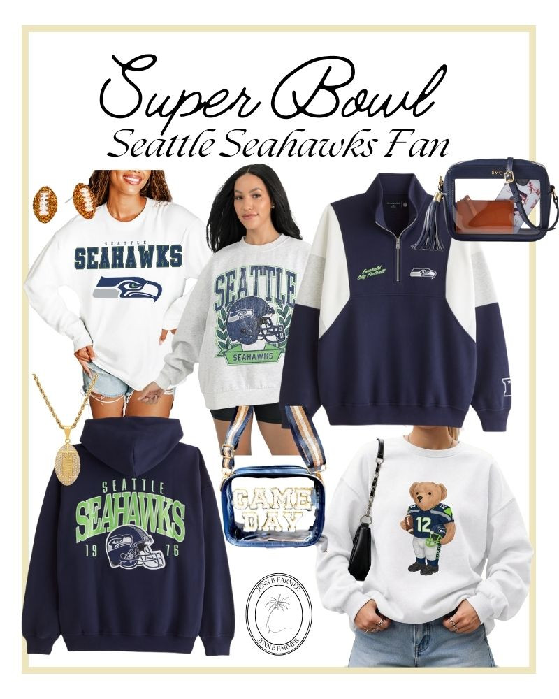 Shop these Super Bowl looks if you're a Seattle Seahawks fan! There are lots of good finds!



game day outfit, game day look, super bowl outfit, super bowl look, clear bag for stadiums, sweatshirt, crossbody bag 

 #LTKgrwm #LTKootd #LTKSaleAlert