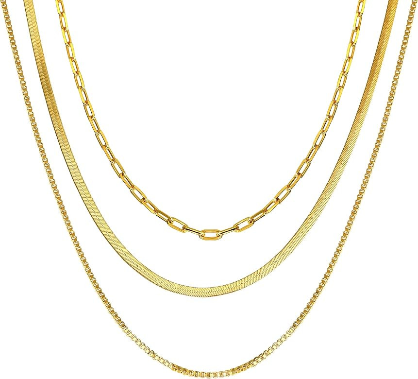 CHESKY 14K Gold/Silver Plated Snake Chain Necklace Herringbone Necklace Gold Choker Necklaces for Wo | Amazon (US)