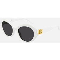 Balenciaga Women's BB Oversized Round Acetate Sunglasses - White/Gold | Coggles (Global)