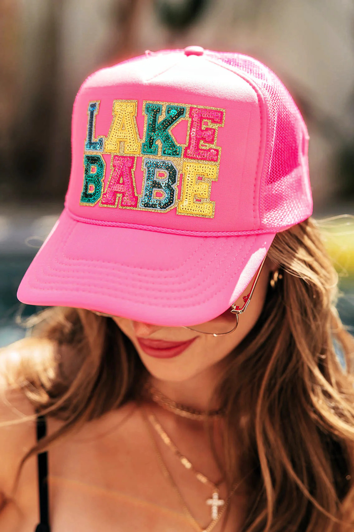 NEW!! Lake Babe Trucker Hat in Pink or Black | Glitzy Bella