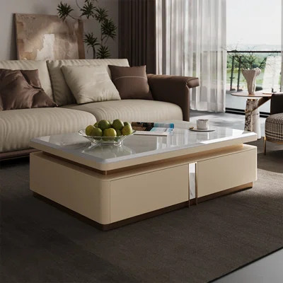 Luxury-lite rectangular marble coffee table | Wayfair North America