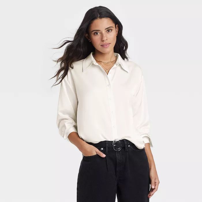 Women's Long Sleeve Satin Shirt - A New Day™ | Target