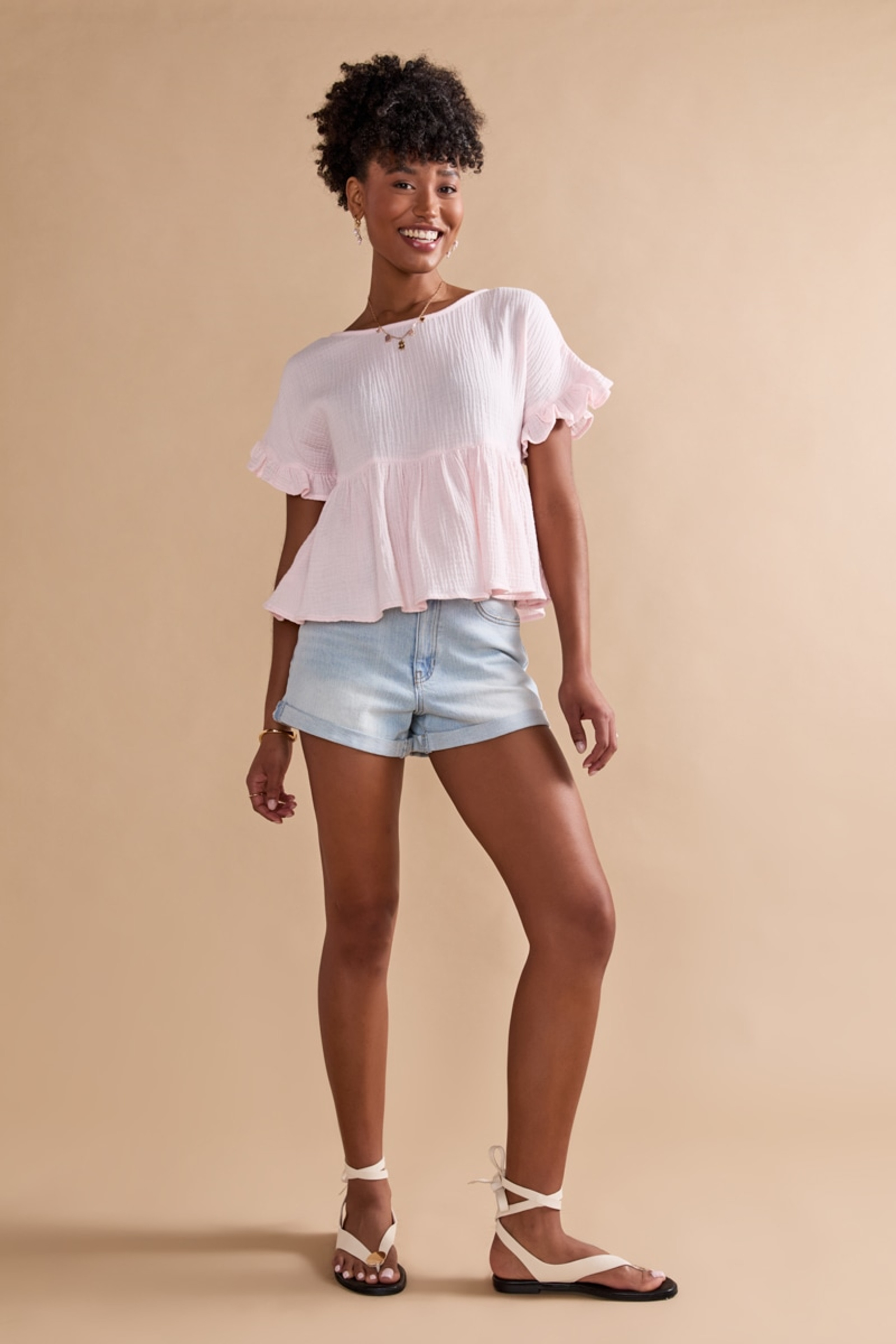 Erin Gauze Babydoll Blouse | Francesca's