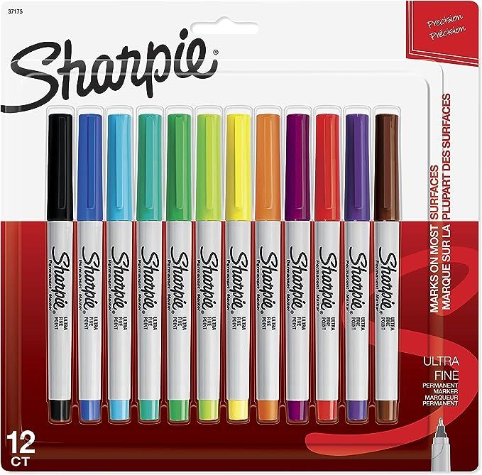 SHARPIE Permanent Markers, Ultra Fine Point, Assorted Colors, 12 Count | Amazon (US)
