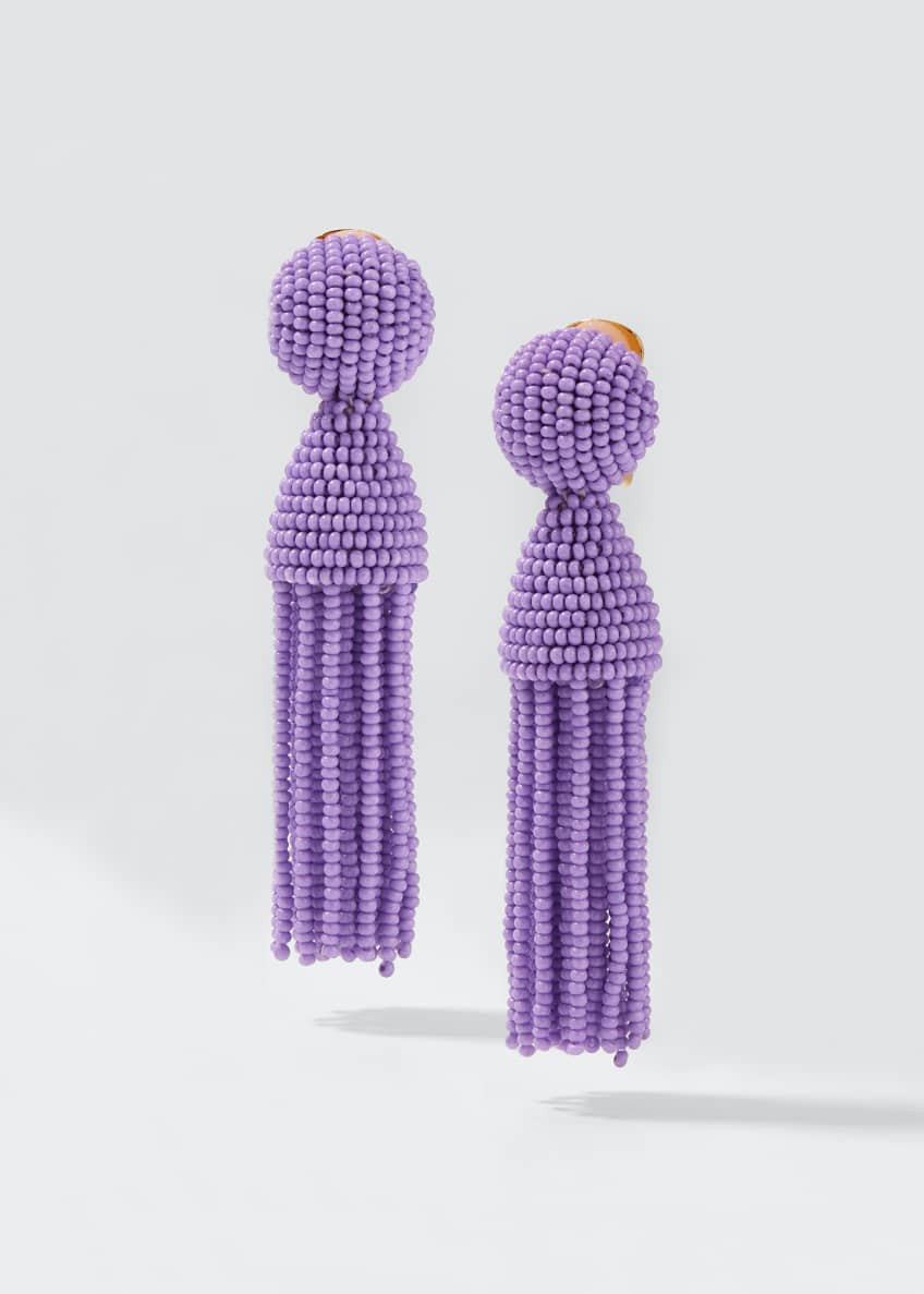Oscar de la Renta Short Beaded Tassel Clip-On Earrings | Bergdorf Goodman