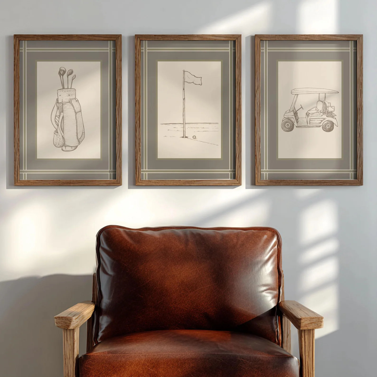 Golf Mens Office Decor Print Personalized Golfer Gift Idea Vintage Golf Wall Art Set of 3 Custom ... | Etsy (US)