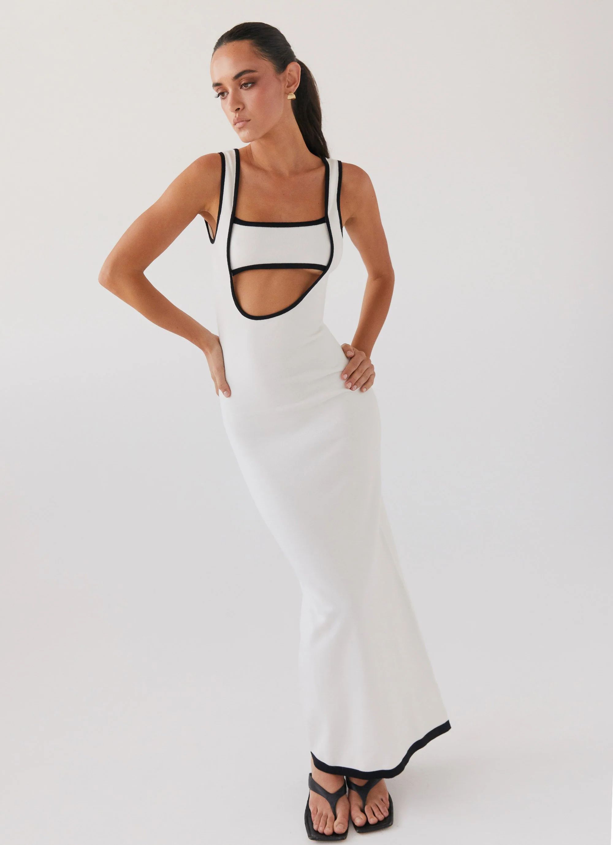 Lost In Paris Knit Maxi Dress - White | Peppermayo (Global)