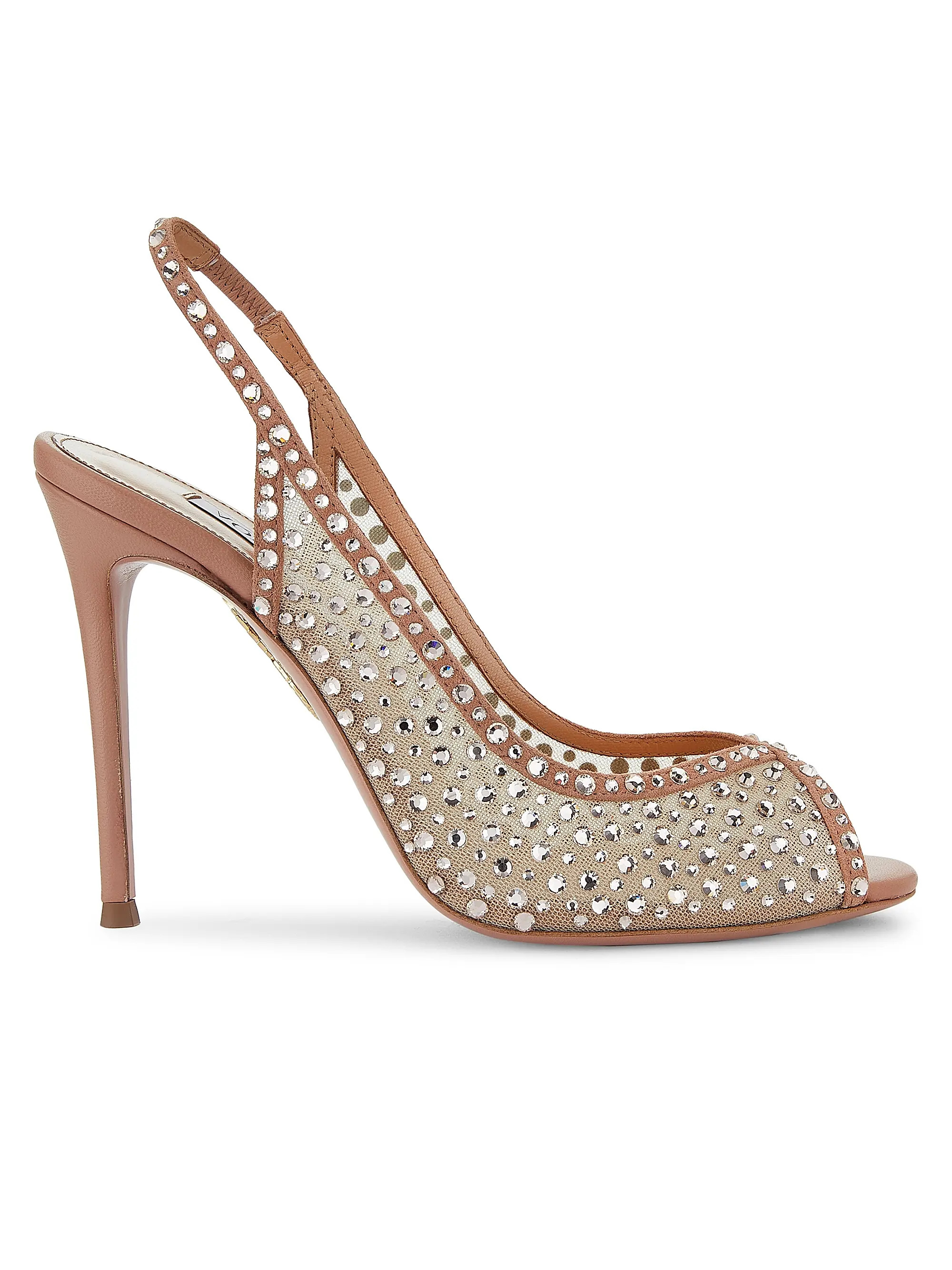 Shop Aquazzura Crystal Lover 105MM Slingback Sandals | Saks Fifth Avenue | Saks Fifth Avenue