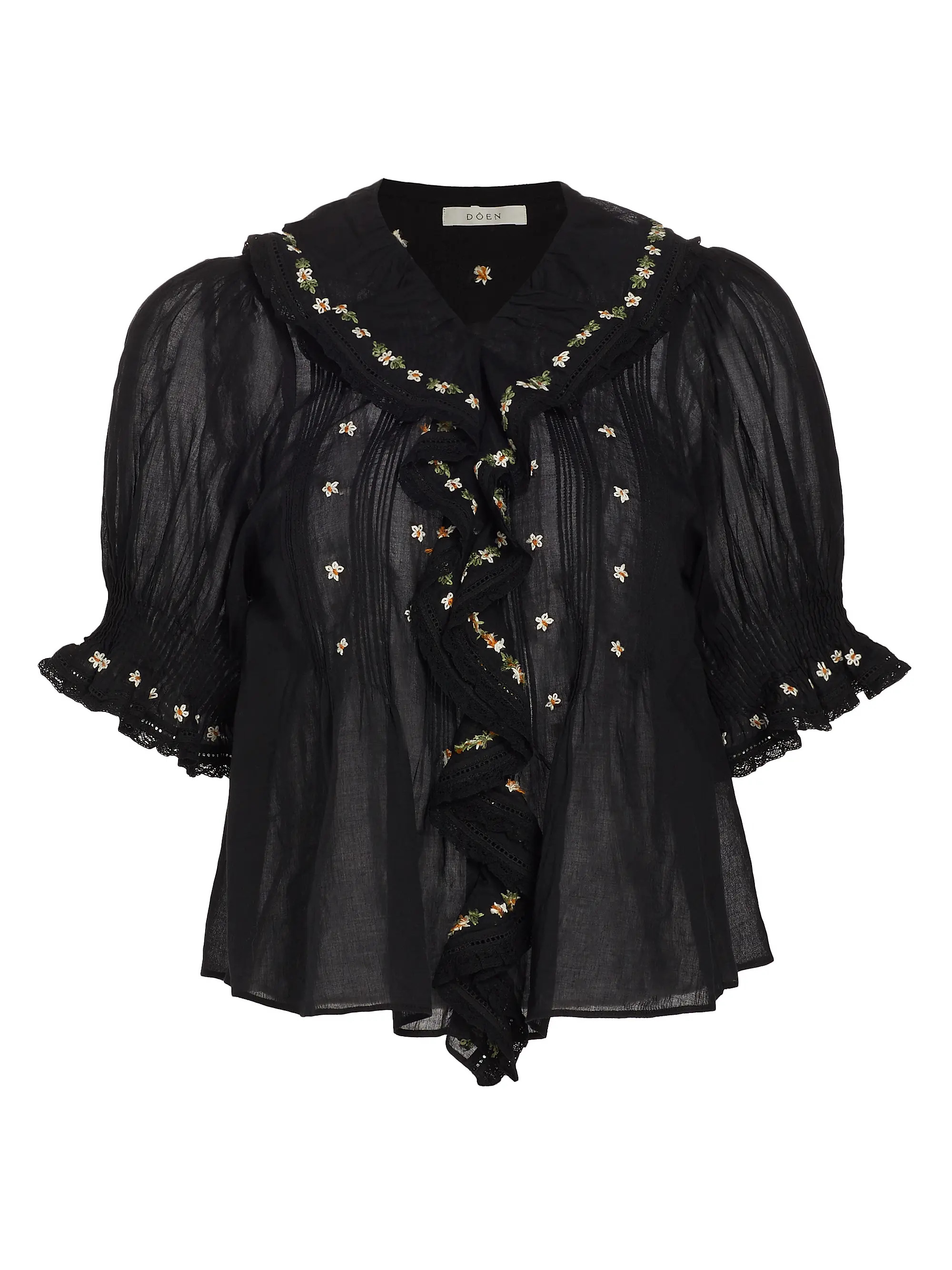 Hettie Floral Pin-Tucked Cotton Top | Saks Fifth Avenue