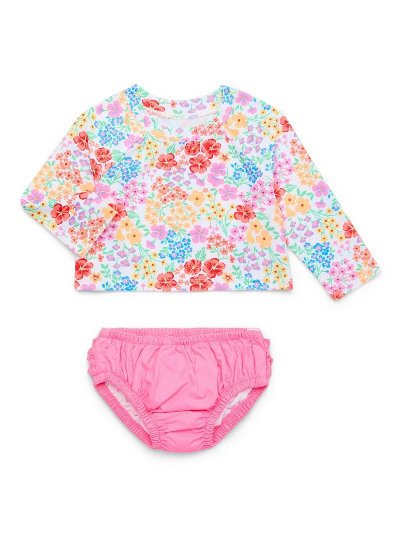 Wonder Nation Baby Rash Guard and Diaper Cover Swim Set, 2-Piece, Size 0/3M-12M - Walmart.com | Walmart (US)