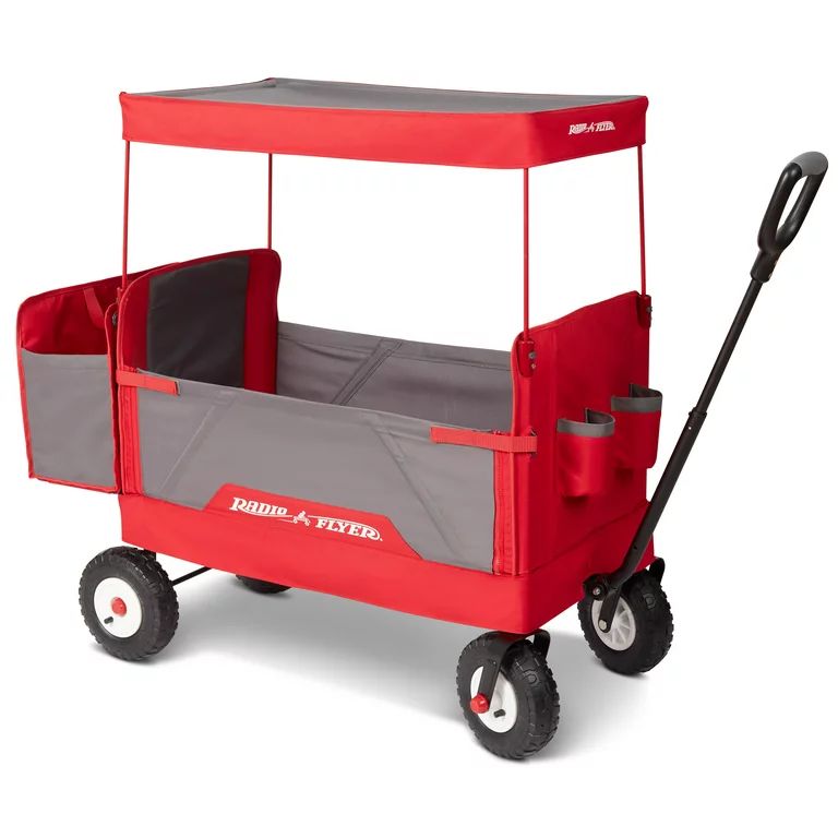 Radio Flyer, 3-in-1 All-Terrain EZ Fold Wagon with Canopy, Red and Gray, Air Tires | Walmart (US)