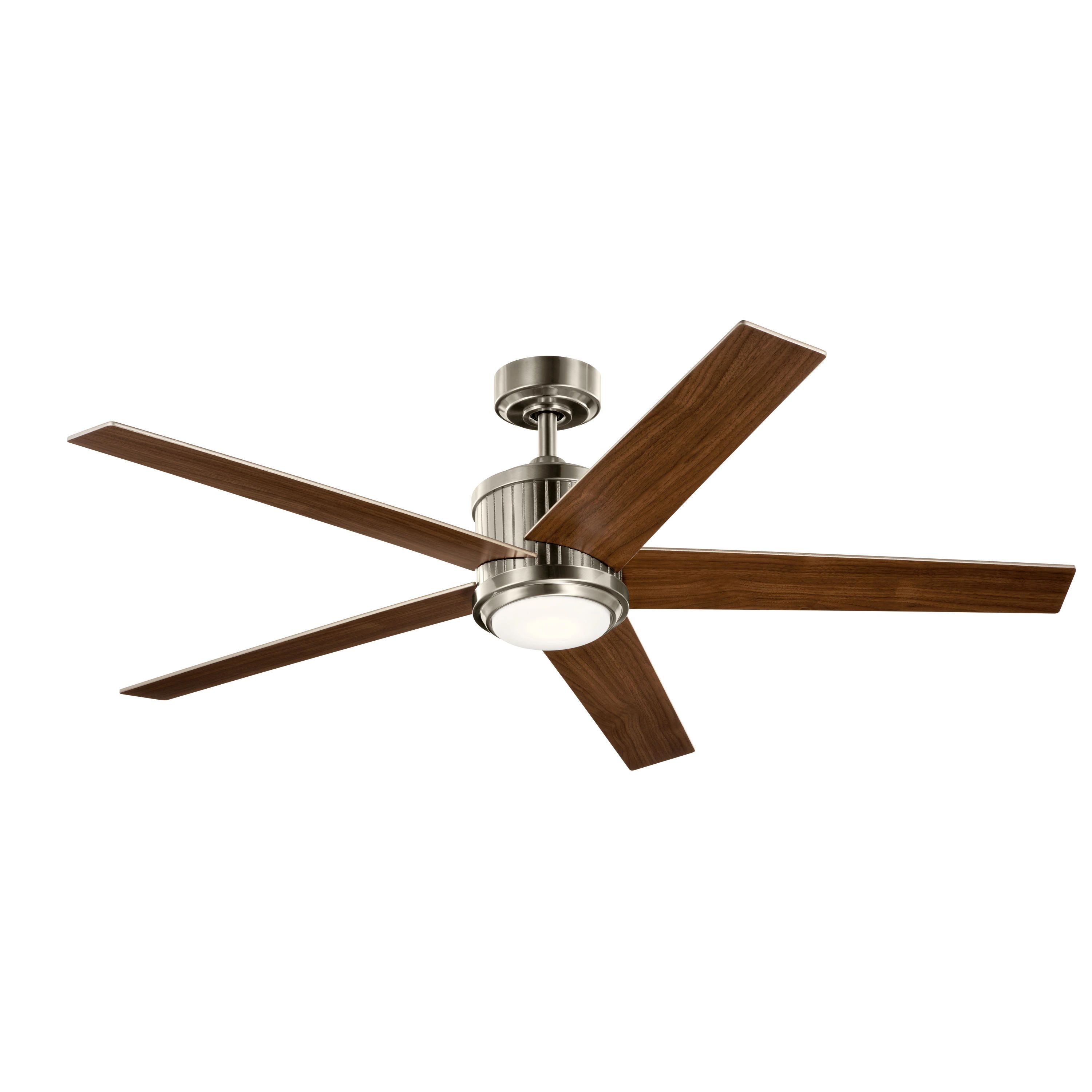 Brahm 56-in Brushed Stainless Steel LED Indoor Ceiling Fan with Light Remote (5-Blade) | Lowe's
