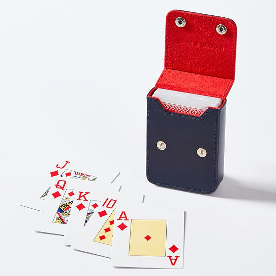 Leather Playing Cards Set, Navy | Mark and Graham