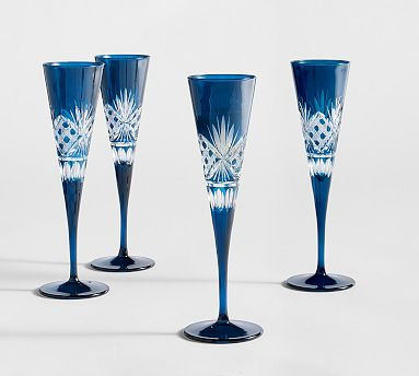 Antique Cut Glass Champagne Flutes - Set of 4 | Pottery Barn (US)