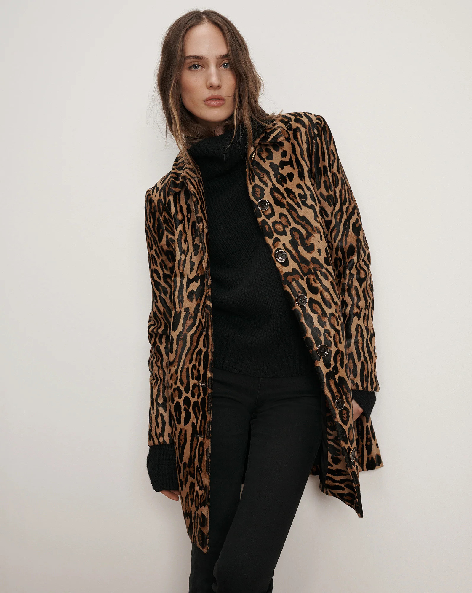 Shelley Calf Hair Dickey Coat in Leopard Camel Multi | Veronica Beard | Veronica Beard