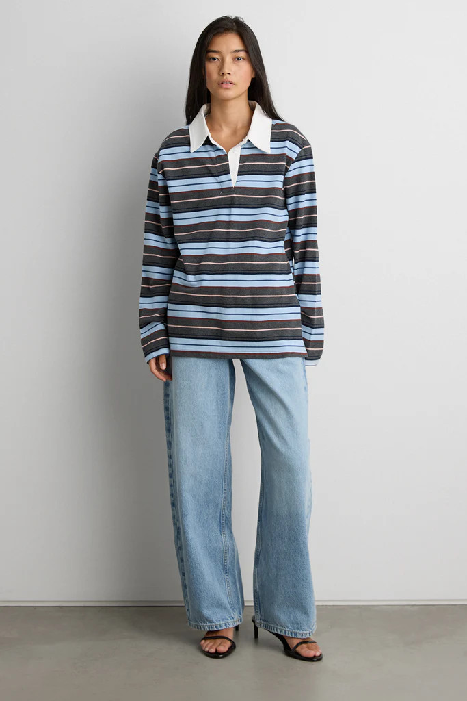 COLLARED CONTRAST STRIPE POLO SHIRT | OAK + FORT