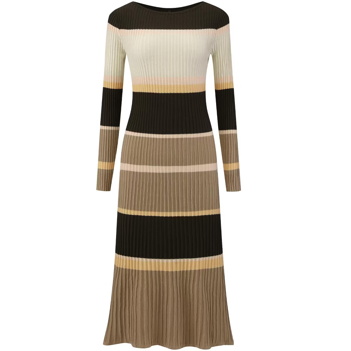 INSPIRE CHIC Women's Striped Long Sleeve Casual Work Ribbed Knit Bodycon Sweater Dress | Target