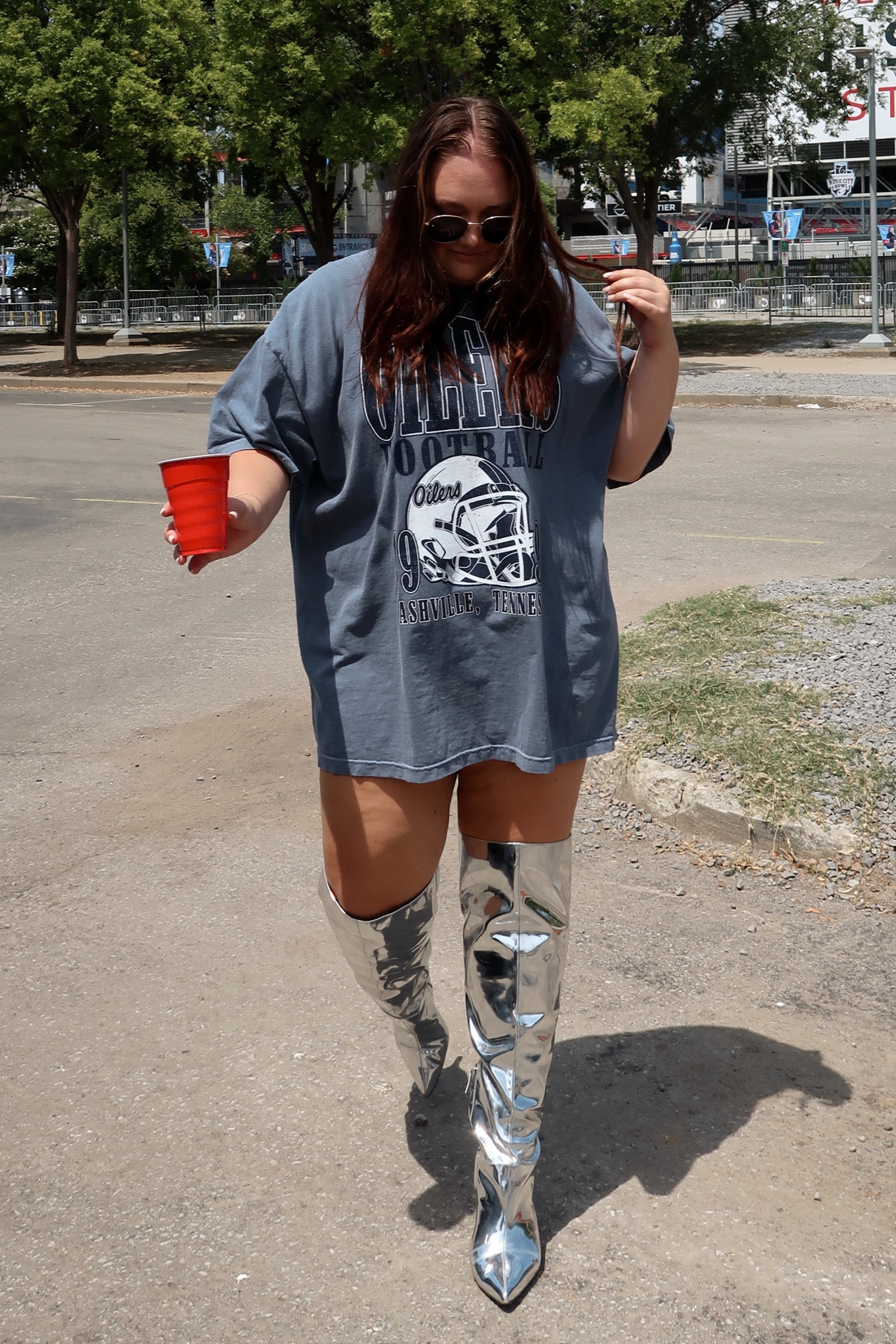 Wide calf over the knee metallic boots back in stock! I do a 10 because they’re wide in the footbed! 

#LTKPlusSize #LTKSaleAlert #LTKShoeCrush