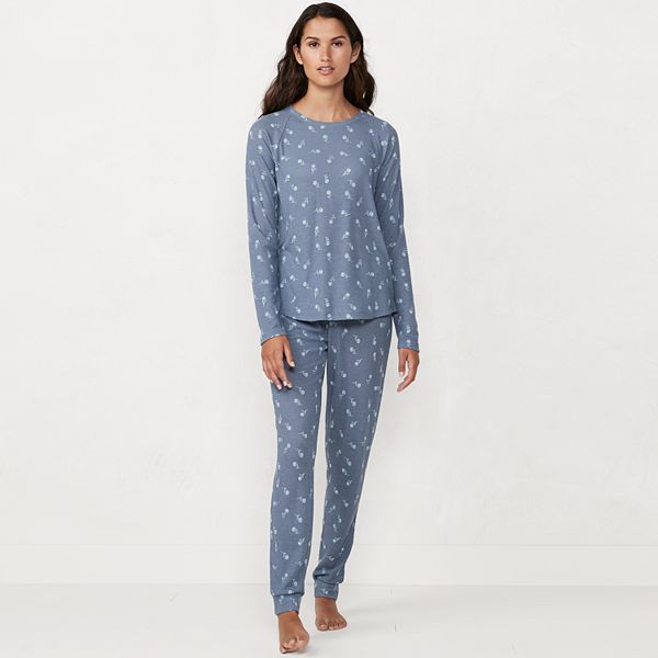 Women's LC Lauren Conrad Long Sleeve Pajama Top & Pajama Pants Set | Kohl's