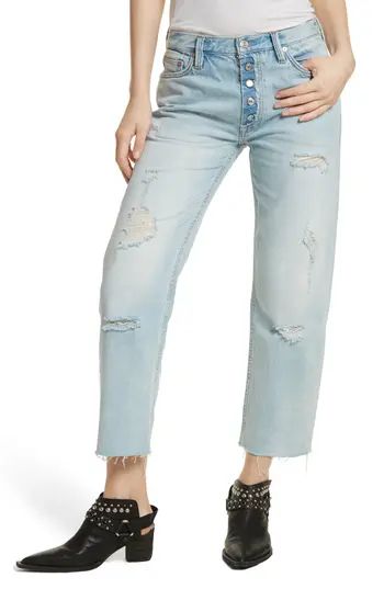 Women's Free People Rolling On The River Straight Leg Jeans, Size 24 - Blue | Nordstrom