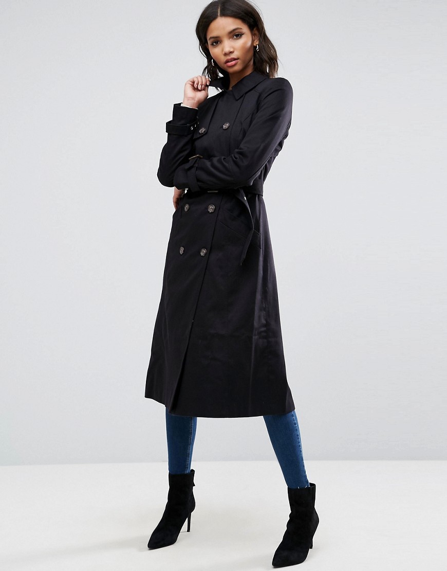 ASOS Longline Classic Trench Coat - Black | ASOS US