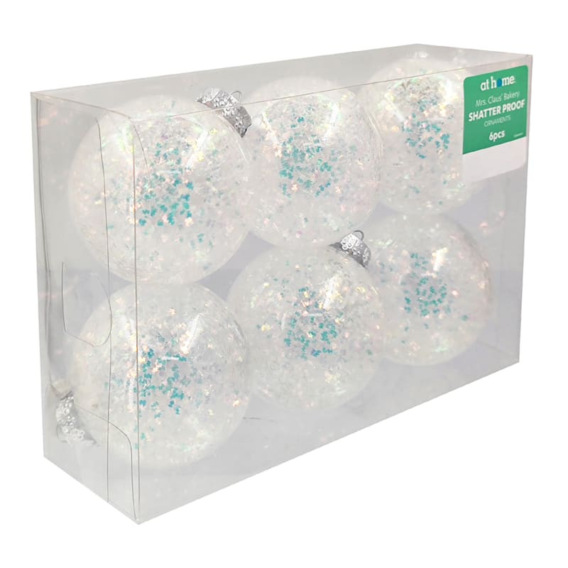 Mrs. Claus' Bakery 6-Count Iridescent Shatterproof Ornaments | At Home