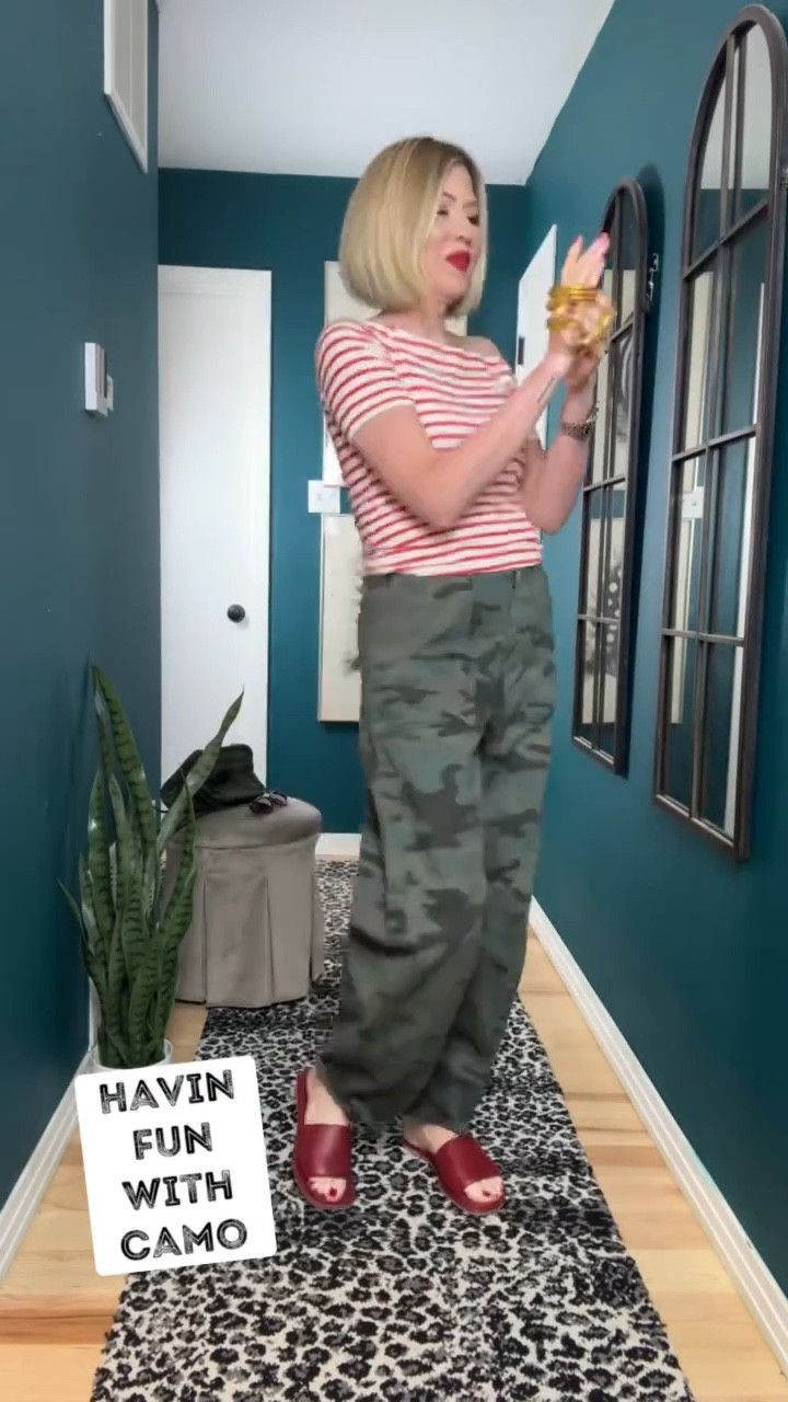 Camo… but make it flirty. 👀
I scored these amazing bucket-style camo pants and couldn’t wait to style them! But you know me—I’m not keeping it basic.
Enter: a red + white off-the-shoulder striped top.
Sounds wild? Maybe. But it totally works. 🎯
Unexpected combos are where the magic happens. 💃✨

#outfitideas #camo #fyp #red #camooutfit   #outfitstacking #fashion #summerfashion


#LTKStyleTip #LTKSummerEdit #LTKOver40