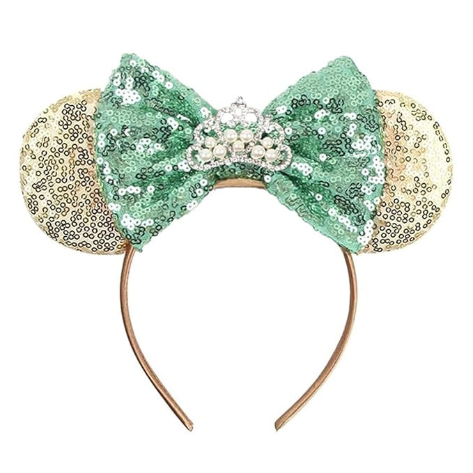 Tiana Minnie Ears Headband, Rose Gold Mouse Ears, Park ears Princess, Sparkle Silver Blue Classic... | Amazon (US)