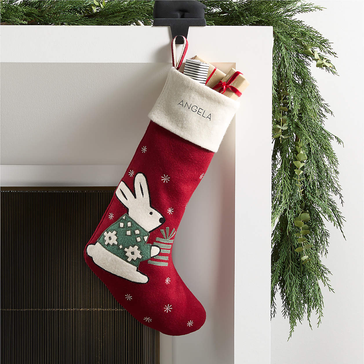 Arctic Friends Bunny Wool Christmas Stocking by Joan Anderson + Reviews | Crate & Barrel | Crate & Barrel