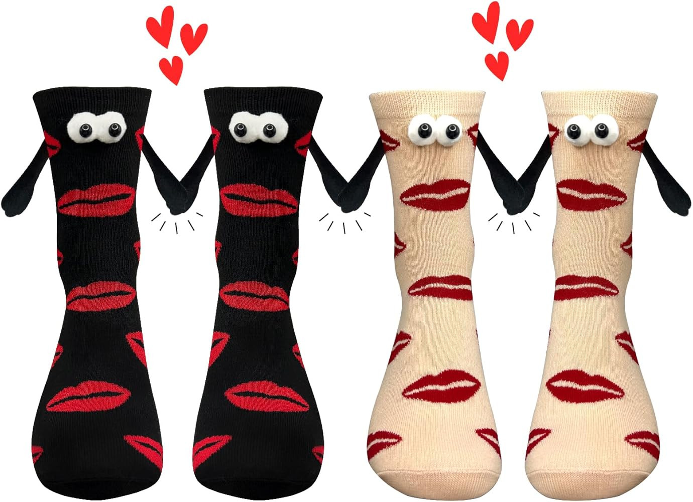2 Pairs Valentines Holding Hands Socks Wedding Magnetic Couple Socks Magnetic Hand in Hand Socks ... | Amazon (US)