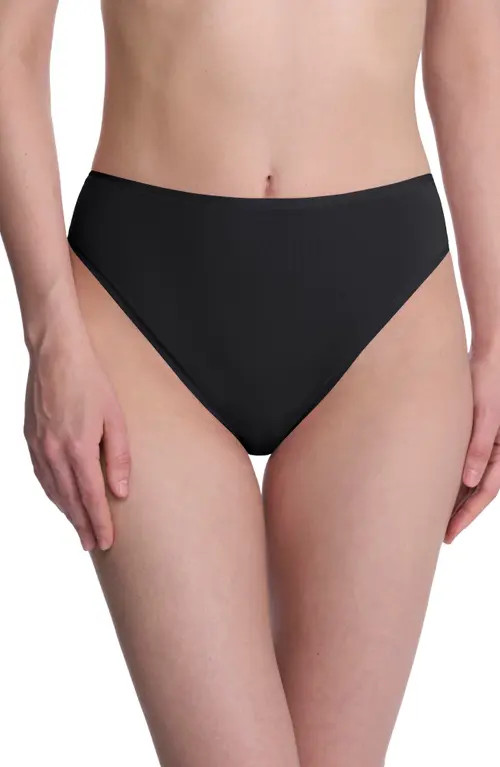 Natori Bliss Bare Cotton High Cut Briefs in Black at Nordstrom, Size Medium - | Nordstrom