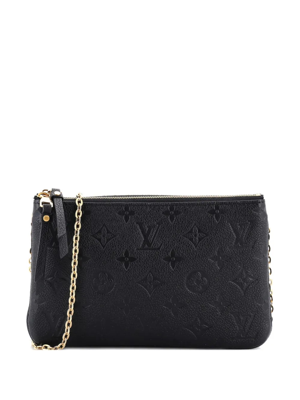 Louis Vuitton Pre-Owned Double Zip Pochette Monogram Empreinte Leather clutch bag - Black | Farfetch Global