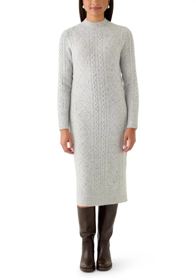 Women's Mock Neck Cable Midi Sweater Dress | Belk