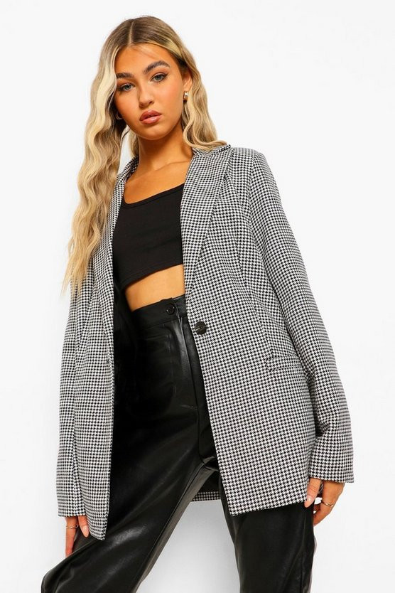 Tall Woven Dogtooth Blazer | Boohoo.com (US & CA)