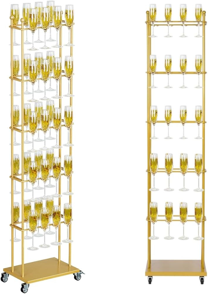 lukar Champagne Wall,Champagne Wall Holder for Party,5-Tier Metal Champagne Flute Stand with Cast... | Amazon (US)